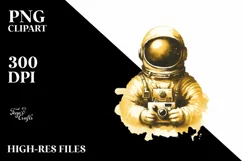 Vintage Yellowish Astronaut Boy | Clipart Product Image 1