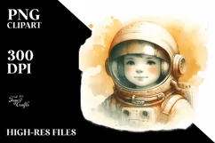 Vintage Yellowish Astronaut Boy | Clipart Product Image 1