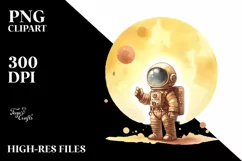Vintage Yellowish Astronaut Boy | Clipart Product Image 1