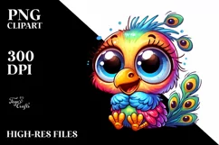 Colorful Peacock Cartoon Clipart Sublimation Product Image 1
