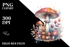 a Cute and Whimsical Mushroom Watercolor Splash PNG Product Image 2