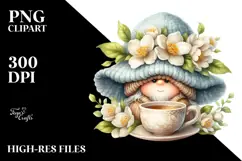 Cute Gnome with Big Hat and Jasmine PNG Product Image 2