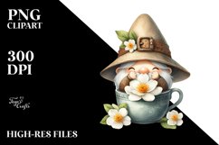 Cute Gnome with Jasmine Cup PNG Product Image 2