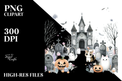 Cute Graveyard Halloween Image PNG Product Image 2