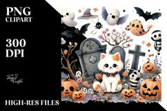 Cute Graveyard Halloween Image PNG Product Image 2