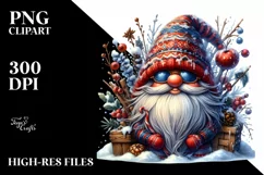 Vibrant Watercolor Winter Gnome PNG Product Image 1