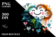 Colorful Cloud with Hearts, Vibrant PNG Product Image 2