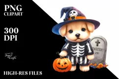 Vibrant Halloween Baby Dog | Watercolor Product Image 1