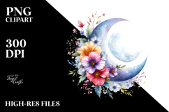 Vibrant Whimsical Moon Clipart Product Image 2