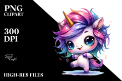 Cute Unicorn Dancing with Cool Haircut PNG Product Image 2