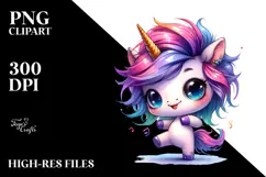 Cute Unicorn Dancing with Cool Haircut PNG Product Image 2