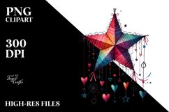 Star Sketches with Hearts PNG Product Image 2