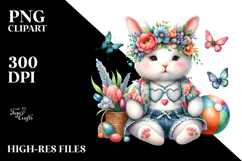 Adorned Baby Rabbit Wearing Beachwear PNG Product Image 2