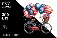 Vintage Bicycle Balloons USA Flag | Sublimation Clipart Product Image 3