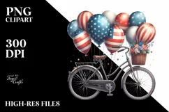 Bicycle with Balloons in USA Flag Colors | Watercolor Product Image 3
