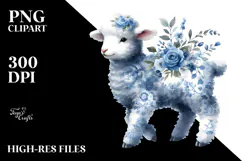 Blue Toile Lamb, Farm PNG Product Image 2
