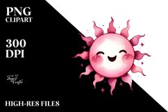 Smiling Pinkish Sun Watercolor PNG Product Image 2