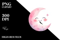 Smiling Whimsical Moon PNG Product Image 2