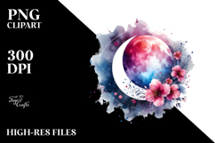 Vibrant Abstract Moon Clipart Product Image 2