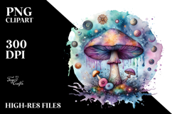 Magical Celestial Mushroom, Vibrant PNG Product Image 2