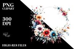 Colorful Daisy Floral Frame PNG Product Image 2