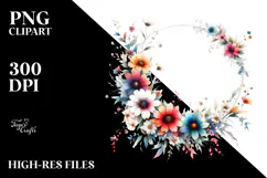 Colorful Daisy Floral Frame PNG Product Image 2