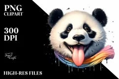 Funny Panda Portrait Smiling with Tongue Out | Watercolor Product Image 3