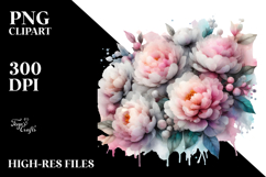 Peonies Watercolor Splash PNG Product Image 2