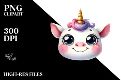 Funny Unicorn Baby Face PNG Product Image 2