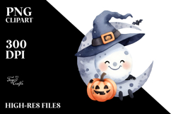 Simple Funny Halloween Moon PNG Product Image 2