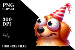 Playful Dog with Party Hat PNG Product Image 2