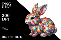 Colorful Bunny Made of Diamonds on Splashy Background, Product Image 2