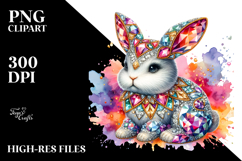 Colorful Bunny Made of Diamonds on Splashy Background, Product Image 2