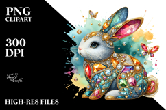 Colorful Bunny Made of Diamonds on Splashy Background, Product Image 2