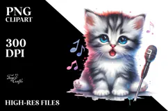 Baby Kitten with Singer Look, Energetic PNG Product Image 2