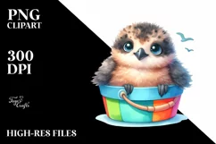 Colorful Arctic Skua Sitting in Bucket | Clipart Product Image 1