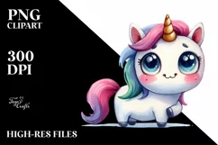Funny Unicorn Watercolor PNG Product Image 3