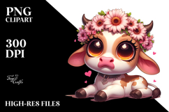 Playful Baby Calf with Flower Crown PNG Product Image 2