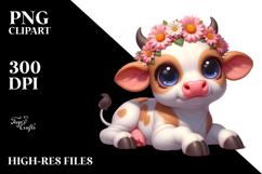 Baby Calf with Flower Crown PNG Product Image 2