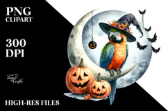 Parrot Halloween Moon Design, Transparent PNG Product Image 2