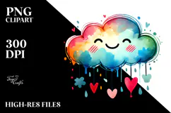Colorful Cloud with Hearts, Fun PNG Product Image 2