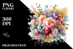 Colorful Bouquet Gold Foil Clipart Product Image 3