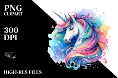 Vibrant Unicorn Watercolor PNG Product Image 2