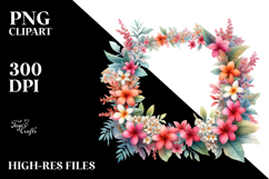 Cute Baby Hawaiian Flowers Floral Frame Watercolor Clipart Product Image 2