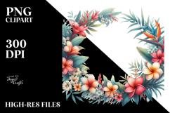 Cute Baby Hawaiian Flowers Floral Frame Watercolor Clipart Product Image 2