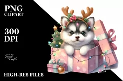 Pastel Baby Husky Watercolor PNG Product Image 1