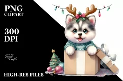 Enthusiastic Baby Siberian Husky PNG Product Image 1