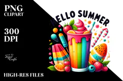 Colorful Frozen Drink Hello Summer PNG Product Image 2