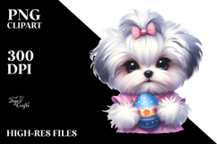 Expressive Maltese Holding Egg PNG Product Image 2