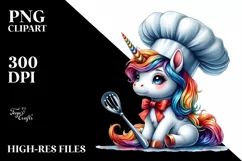 Baby Unicorn with Chef Hat, PNG Product Image 3